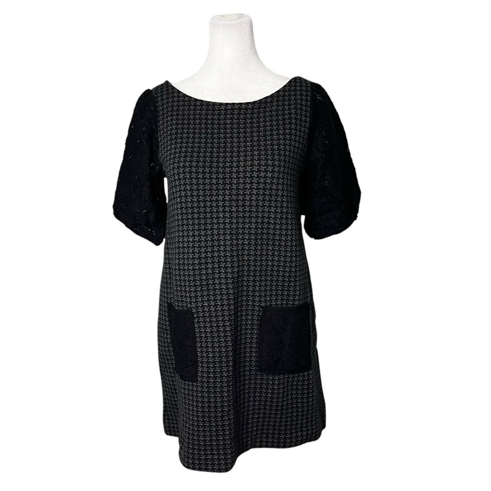 Anthropologie Postmark Black Houndstooth Tunic Dress Size XS